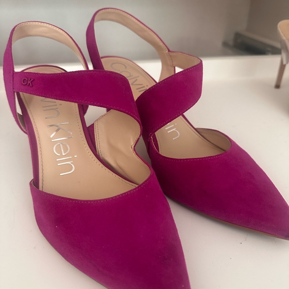 Calvin Klein Fuchsia Suede Heels